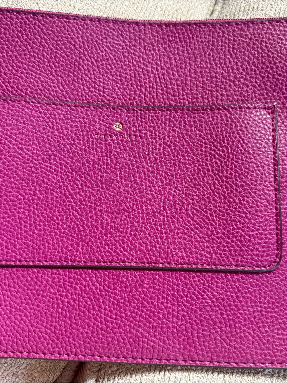 Travanti vegan leather pouch in bright fushia